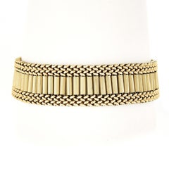 Victorian Revival 14K Gold Black Enamel Tassel Fancy Slide Buckle Strap Bracelet