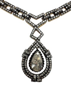 Victorian-Revival 18K Gold and Silver Diamond Necklace