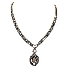 Collier victorien-Revival en or 18 carats et argent avec diamants