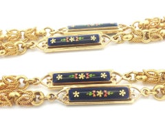 Victorian Revival 18k Gold Enamel Twisted Interlocking Fancy Tassel Necklace
