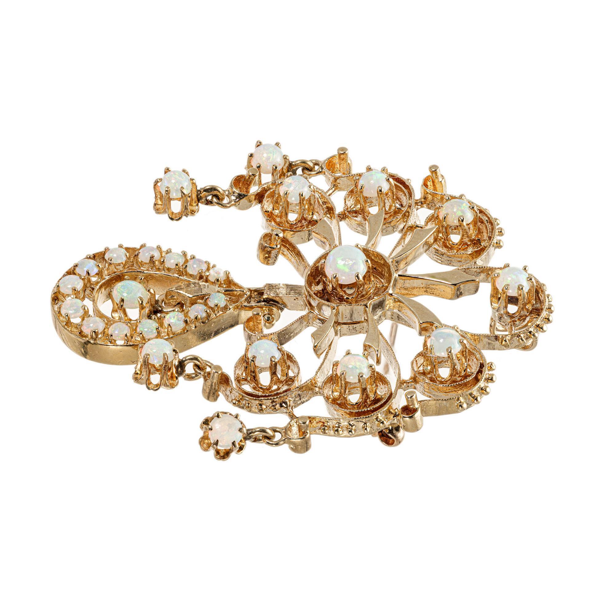 Moderner viktorianischer Revival-Broschenanhänger mit 3,00 Karat Opal Gelbgold Damen im Angebot