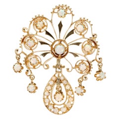 Pendentif broche en or jaune avec opale de 3,00 carats, style néo- victorien