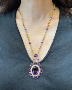 Contemporary Victorian Revival Amethyst Lavalier Necklace