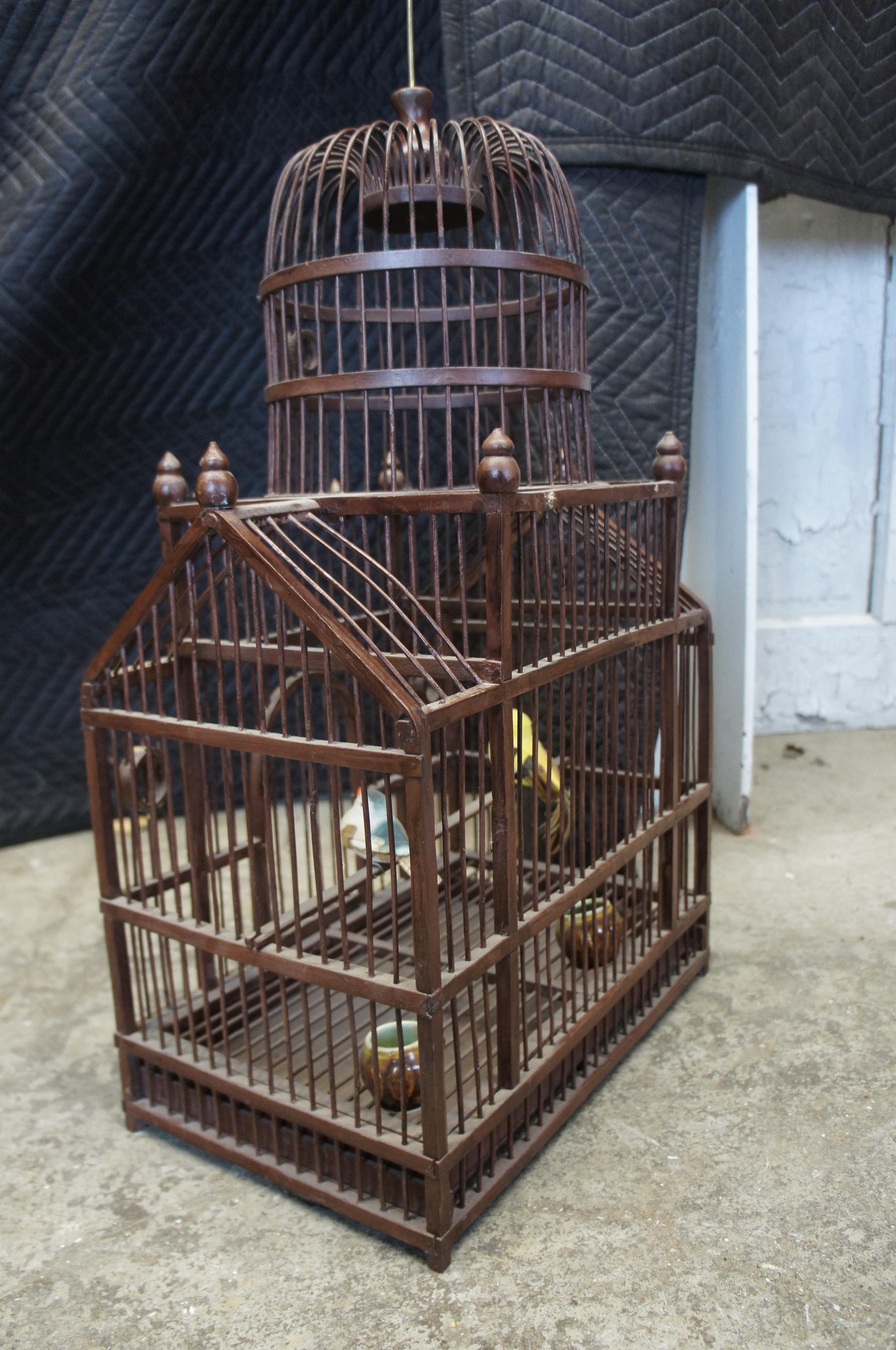Victorian Revival Architectural Dome Top Hanging Bird Cage Feeder Cathedral 25