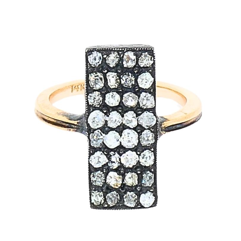 Anello con diamante Revival vittoriano in oro 14k In condizioni discrete in vendita a Beverly Hills, CA