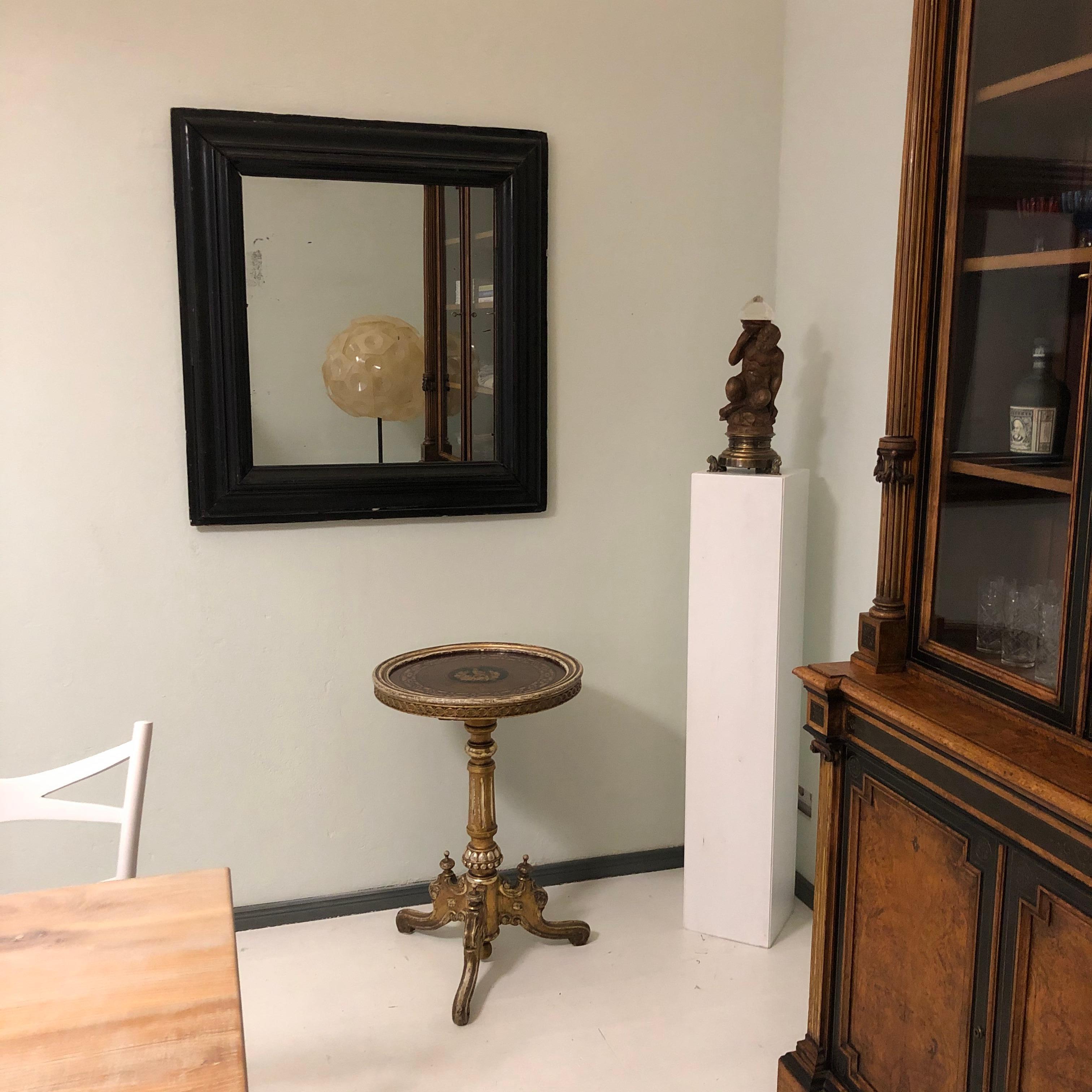 This beautiful and exceptional Victorian gilded side table was build circa 1870 in Germany.
The piece is in its original condition and has a wonderful Patina. 
The marquetry is in burr walnut and different fruit woods which is very nice. The round