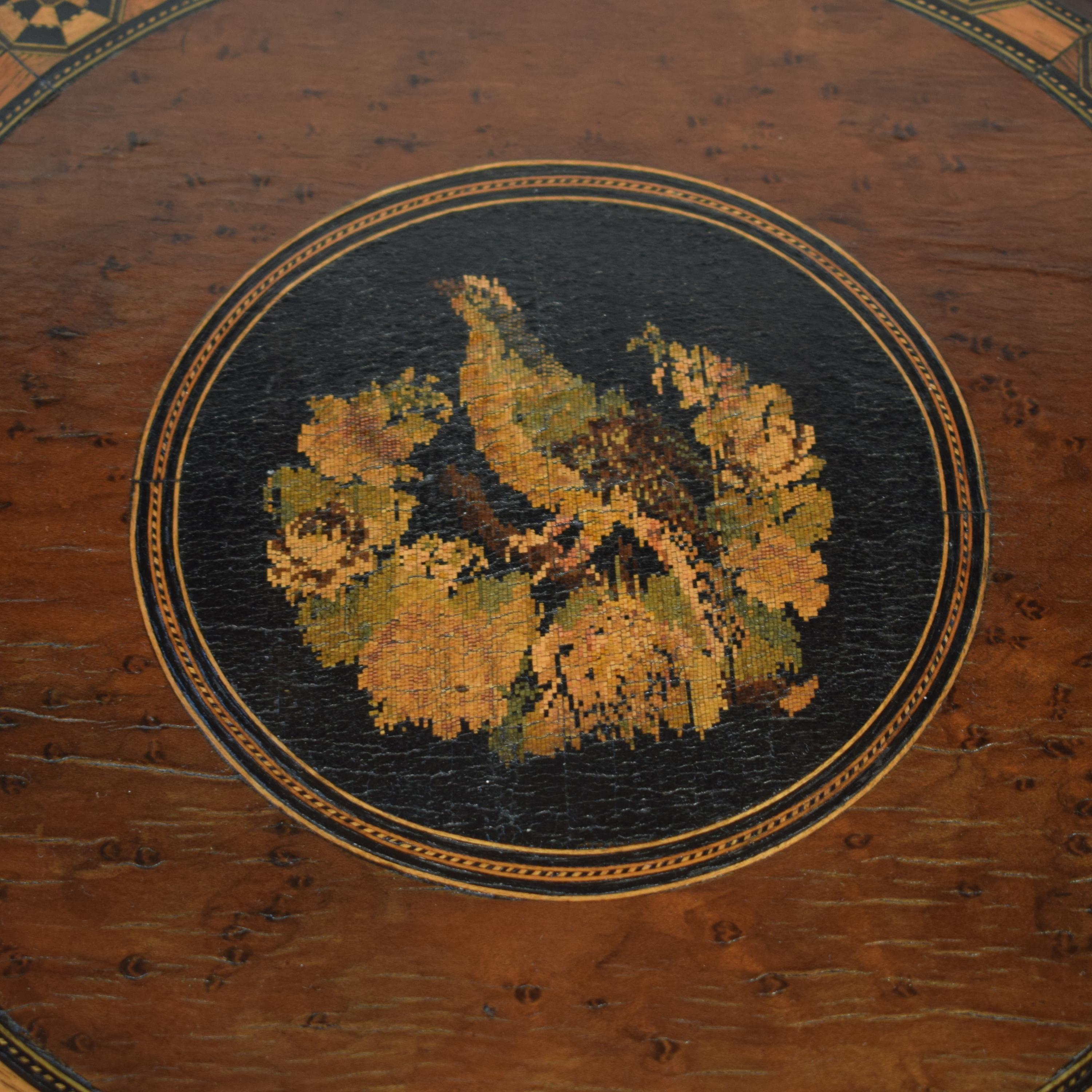 Victorian / Revival Gilded and Marquetry Round and Turned Side Table, circa 1870 For Sale 2