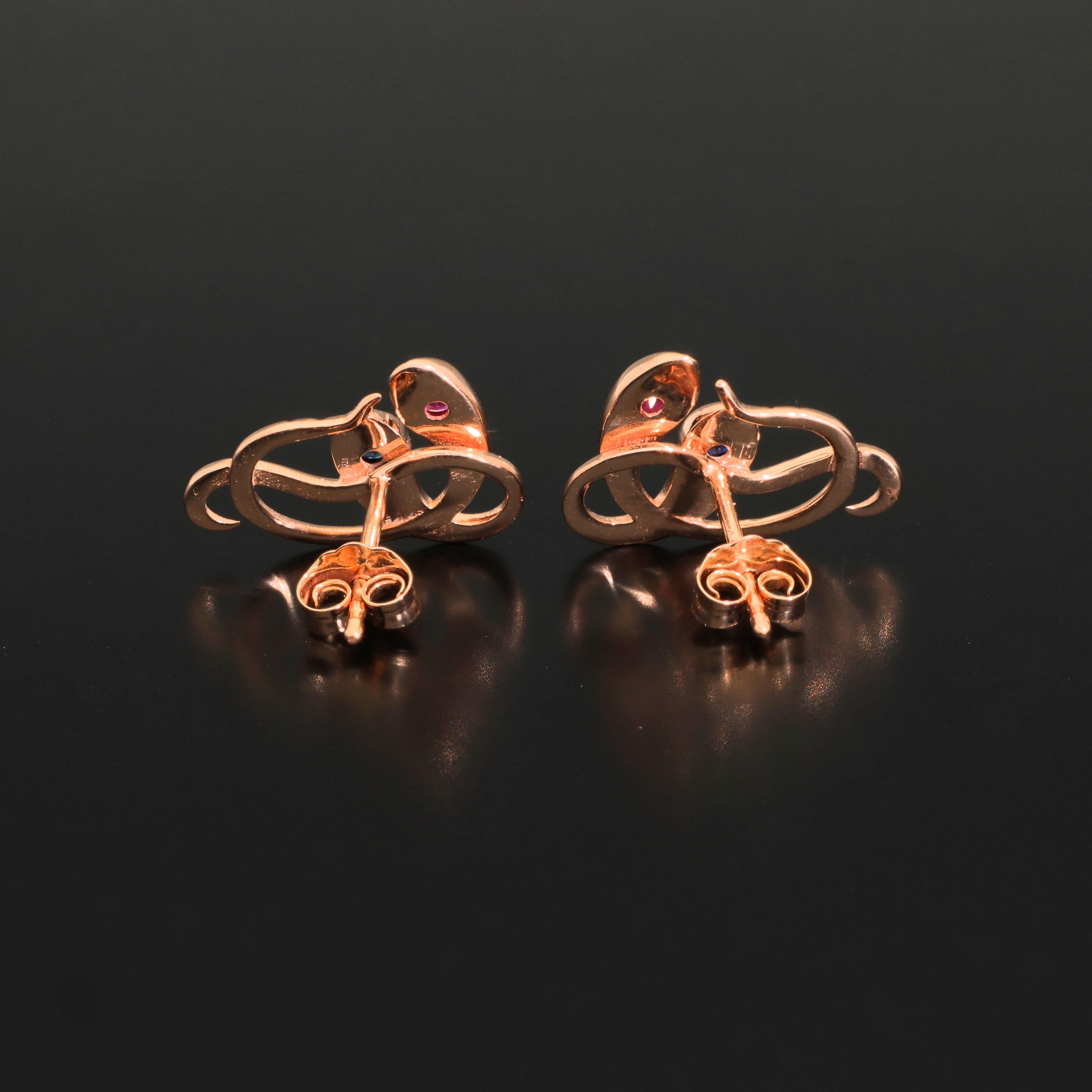 rose gold snake earrings