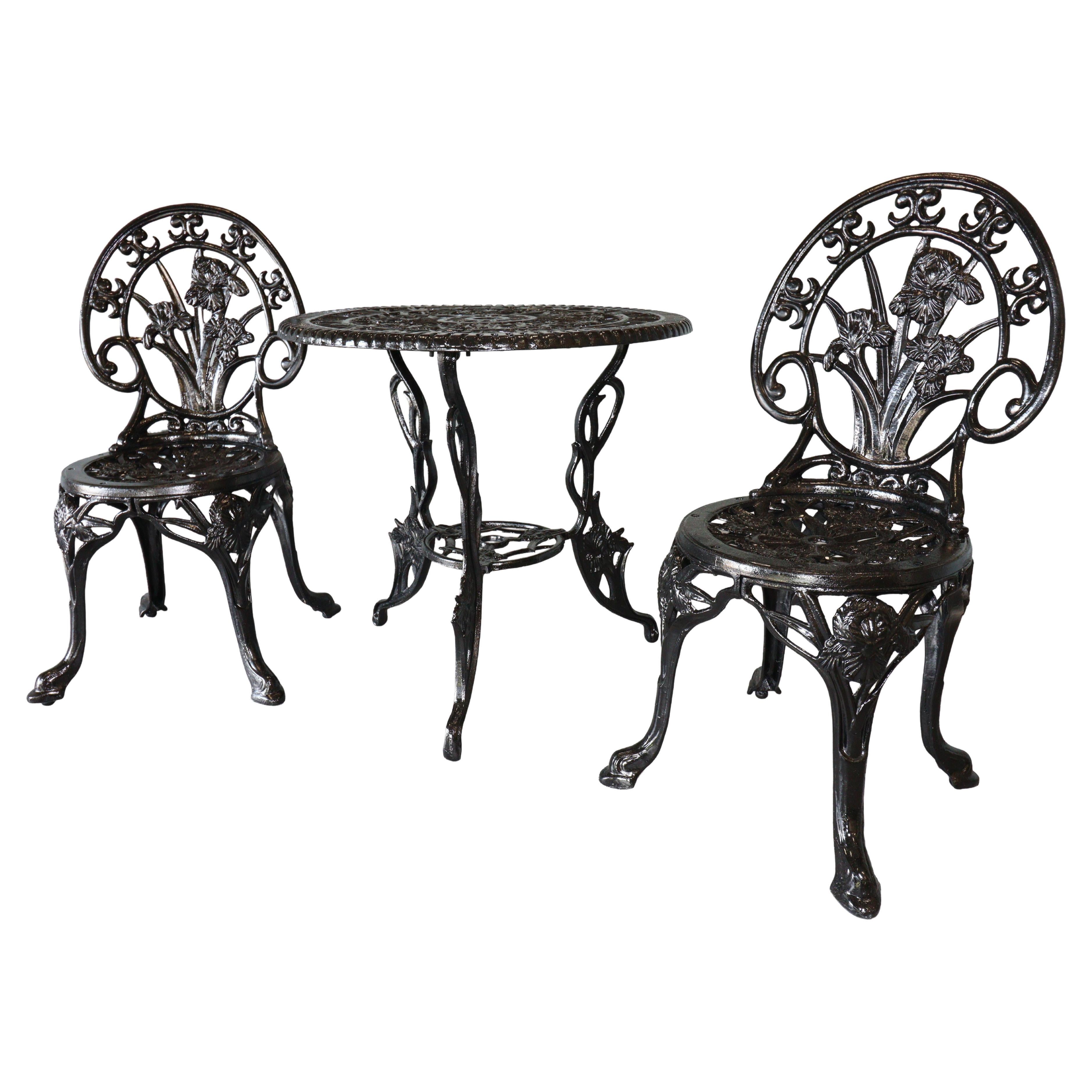 Victorian Revival Iris themed bistro set For Sale
