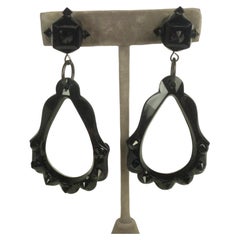Victorian Revival Jet Earrings