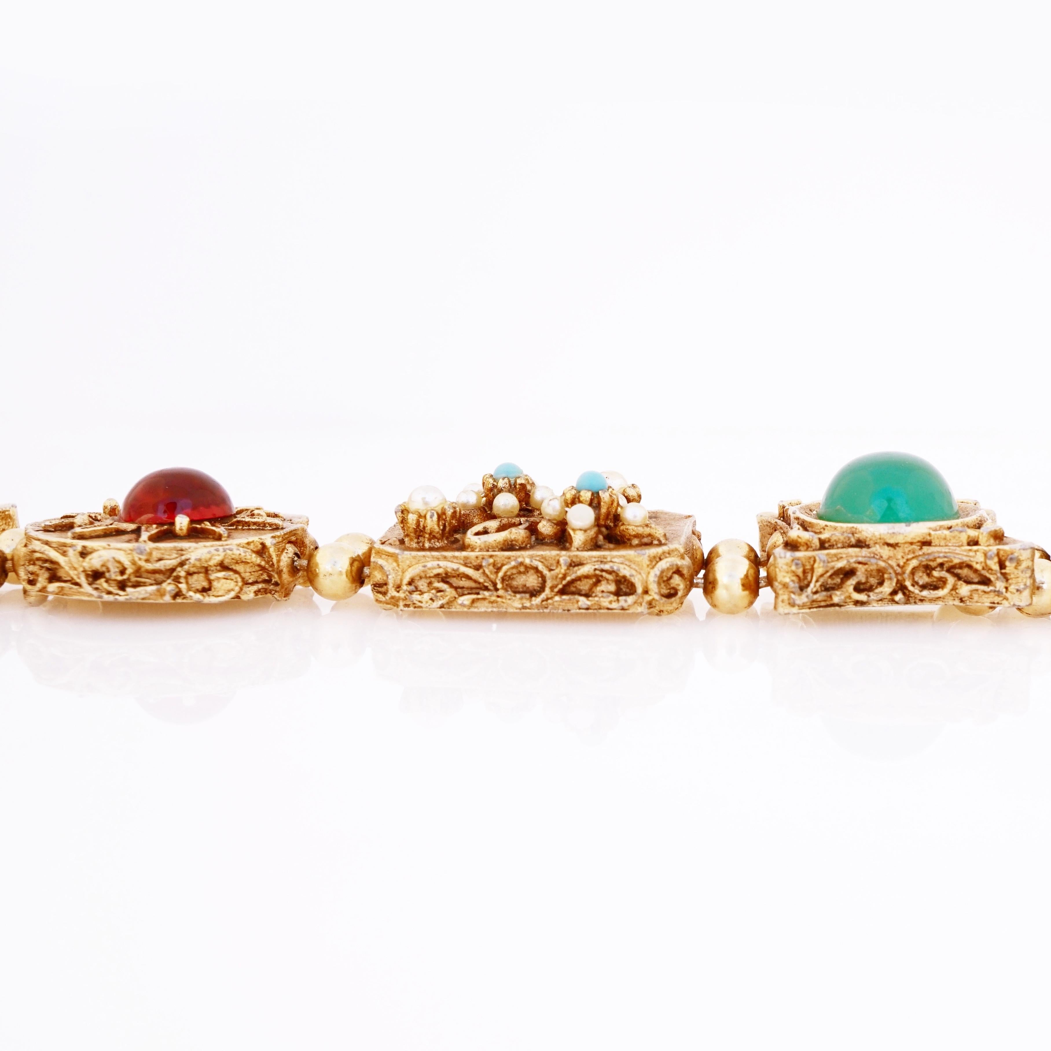 Victorian Revival Large Slider Charm Bracelet, 1960s In Good Condition In McKinney, TX