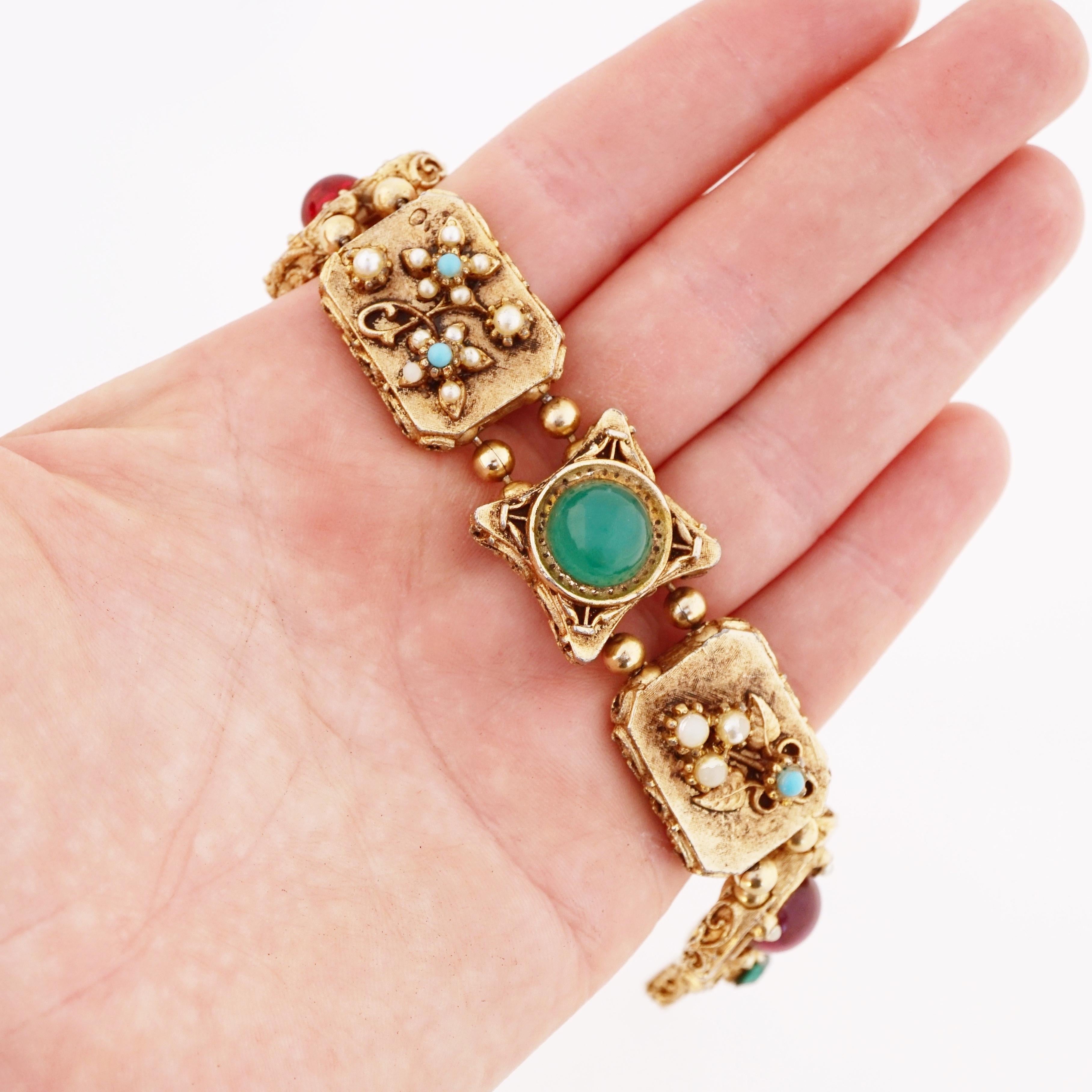 Victorian Revival Large Slider Charm Bracelet, 1960s 1