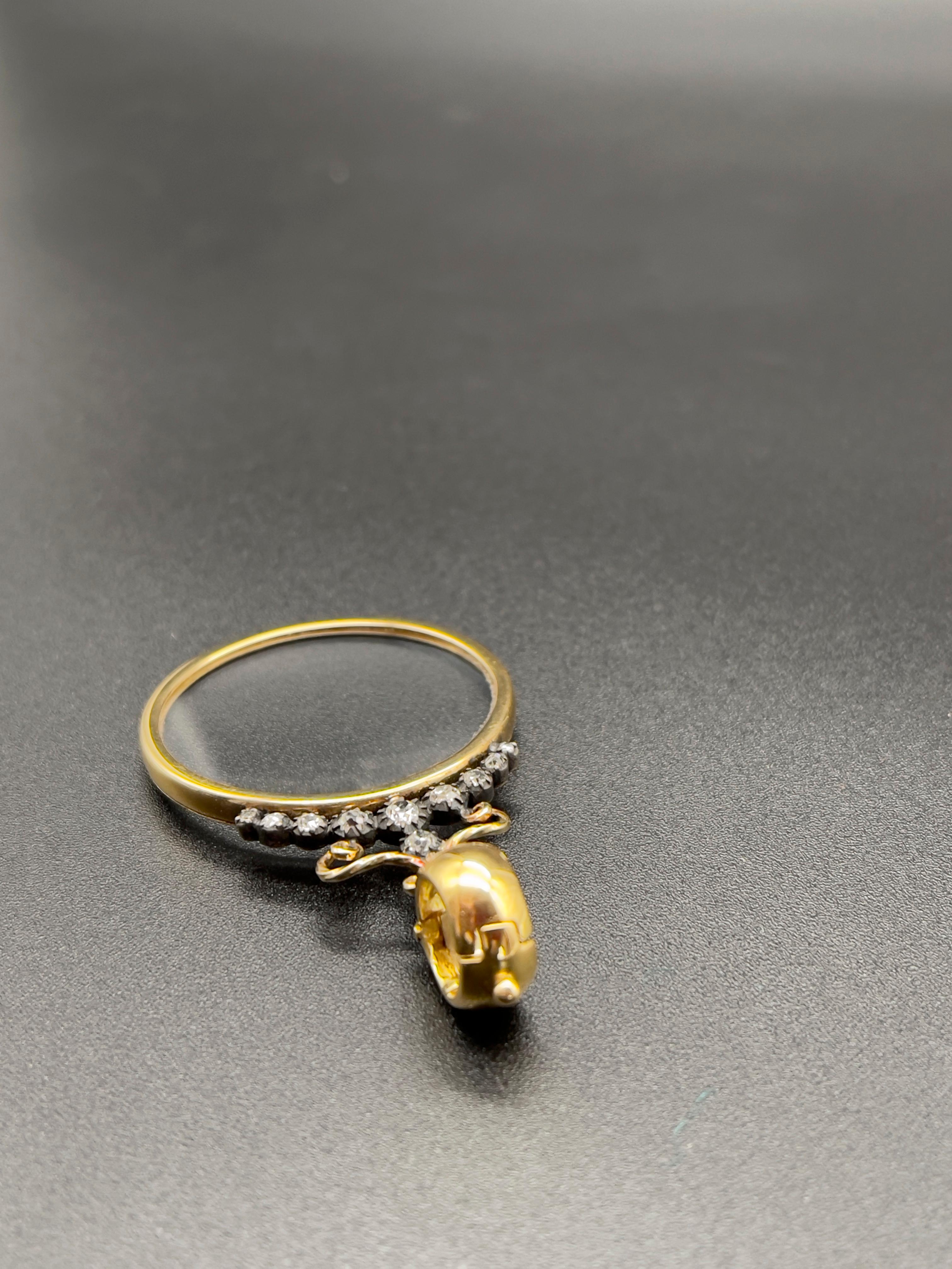 Brilliant Cut Victorian Monocle Magnifying Glass Diamonds Gold Pendant Necklace  For Sale