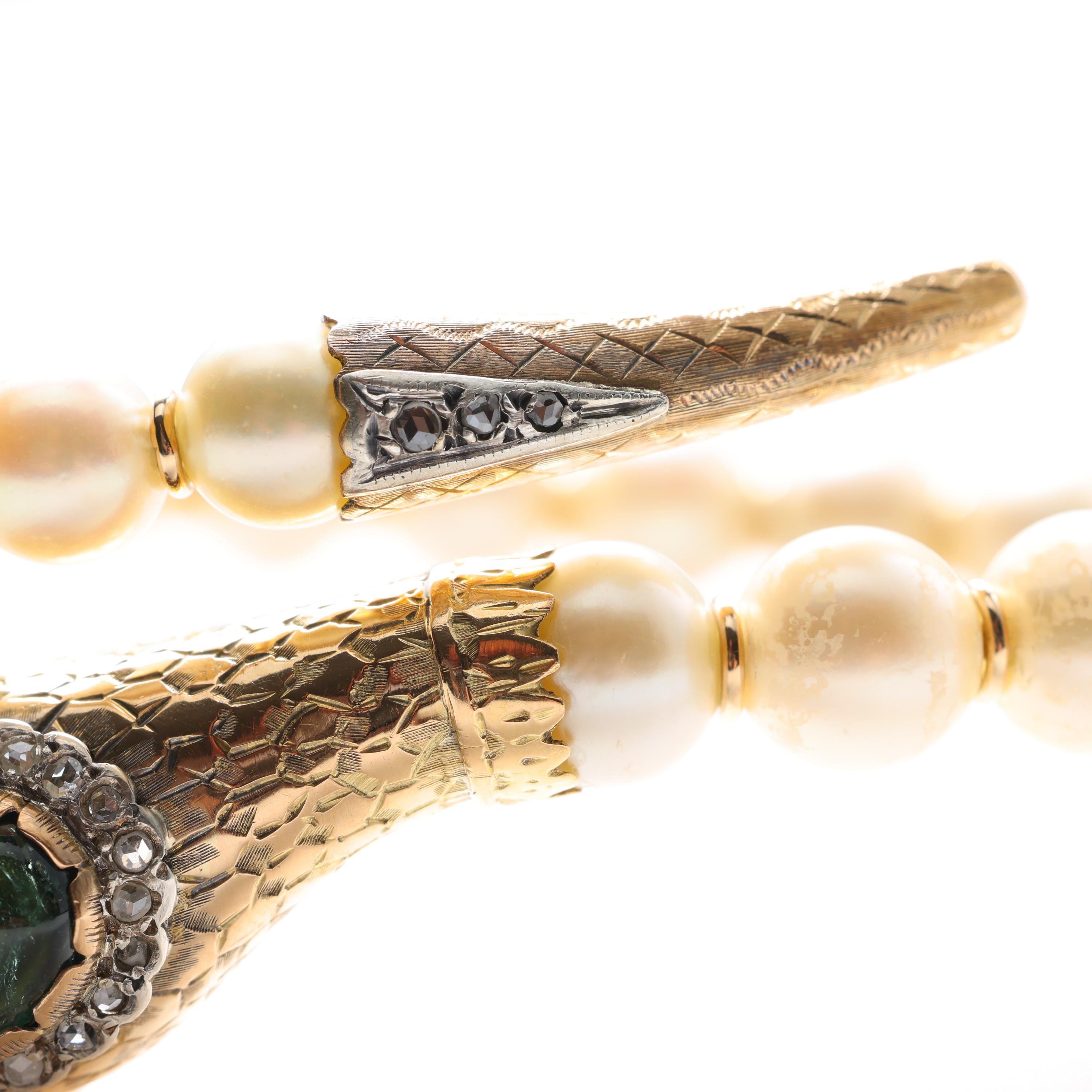 Victorian Revival Pearl Serpent Bracelet 1