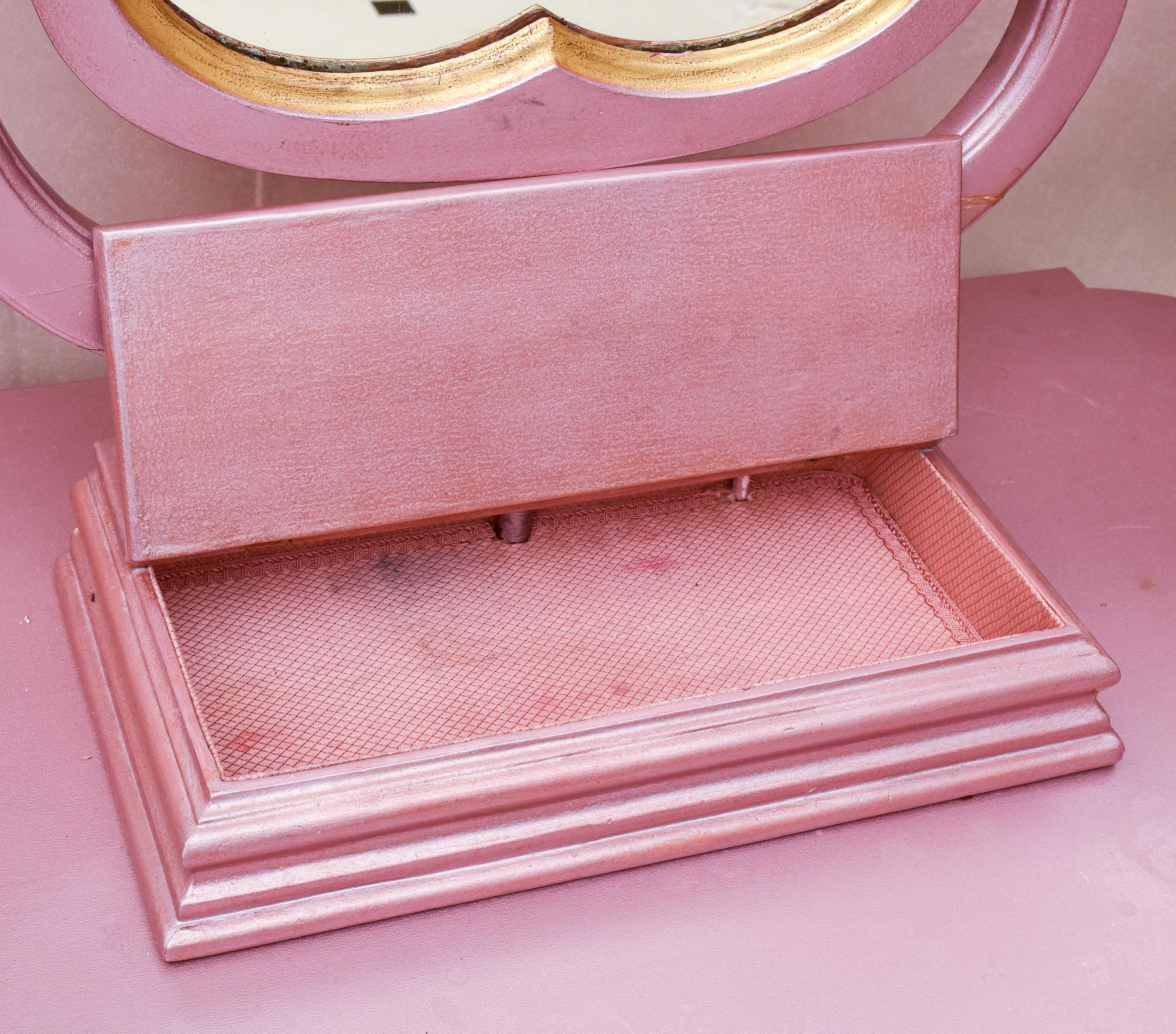 Victorian Revival Pink Vanity Table In Good Condition In New York, NY