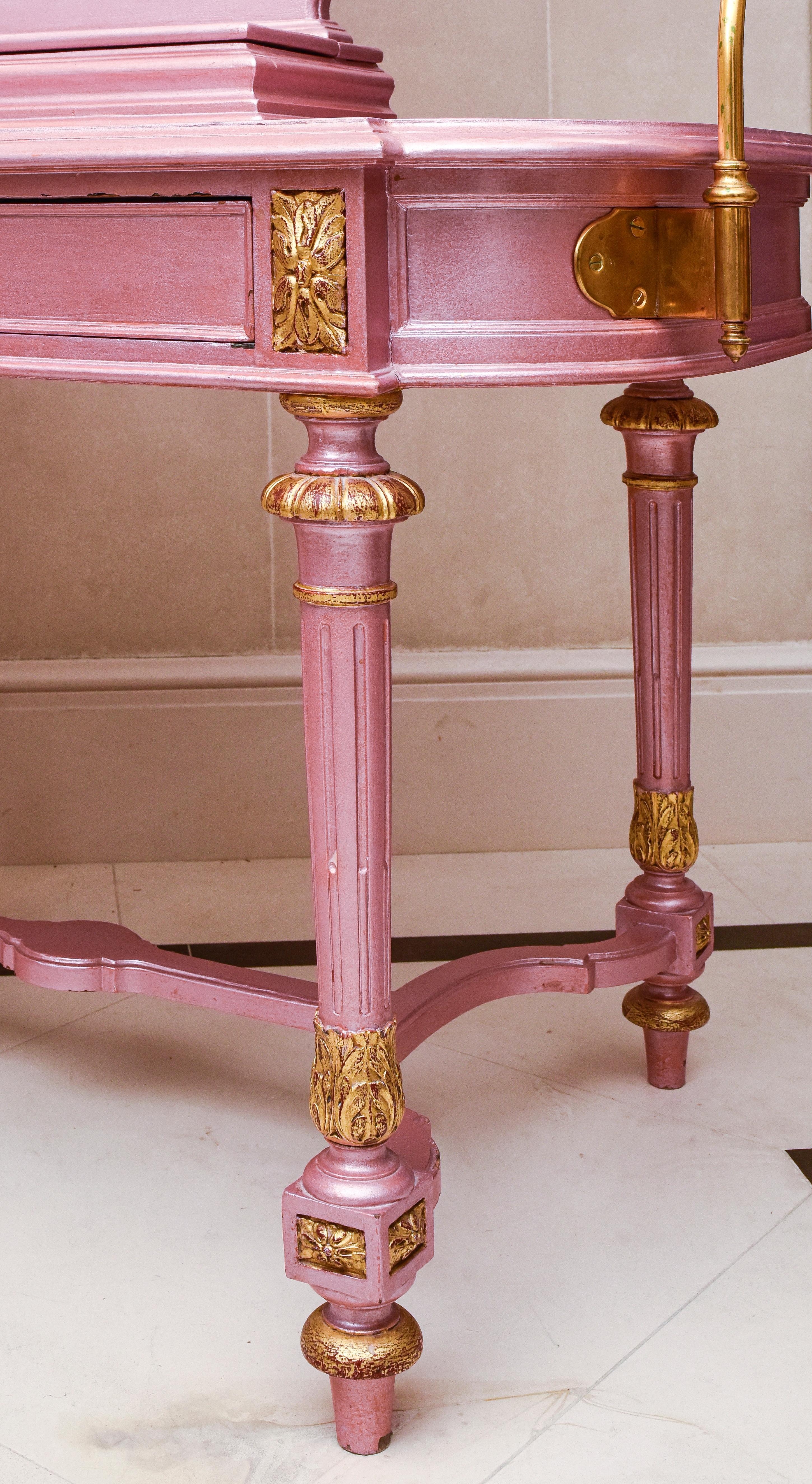 20th Century Victorian Revival Pink Vanity Table
