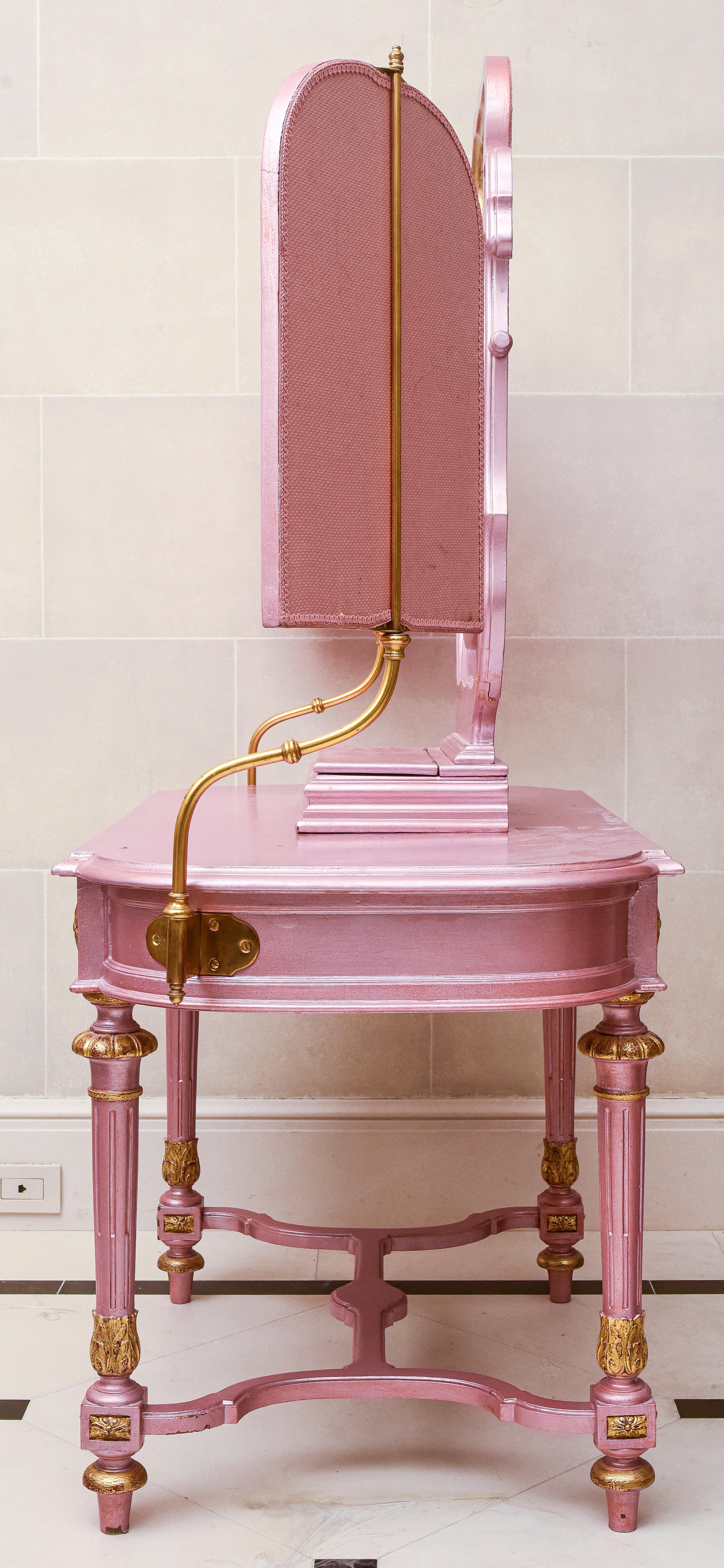 Wood Victorian Revival Pink Vanity Table