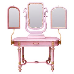 Vintage Victorian Revival Pink Vanity Table
