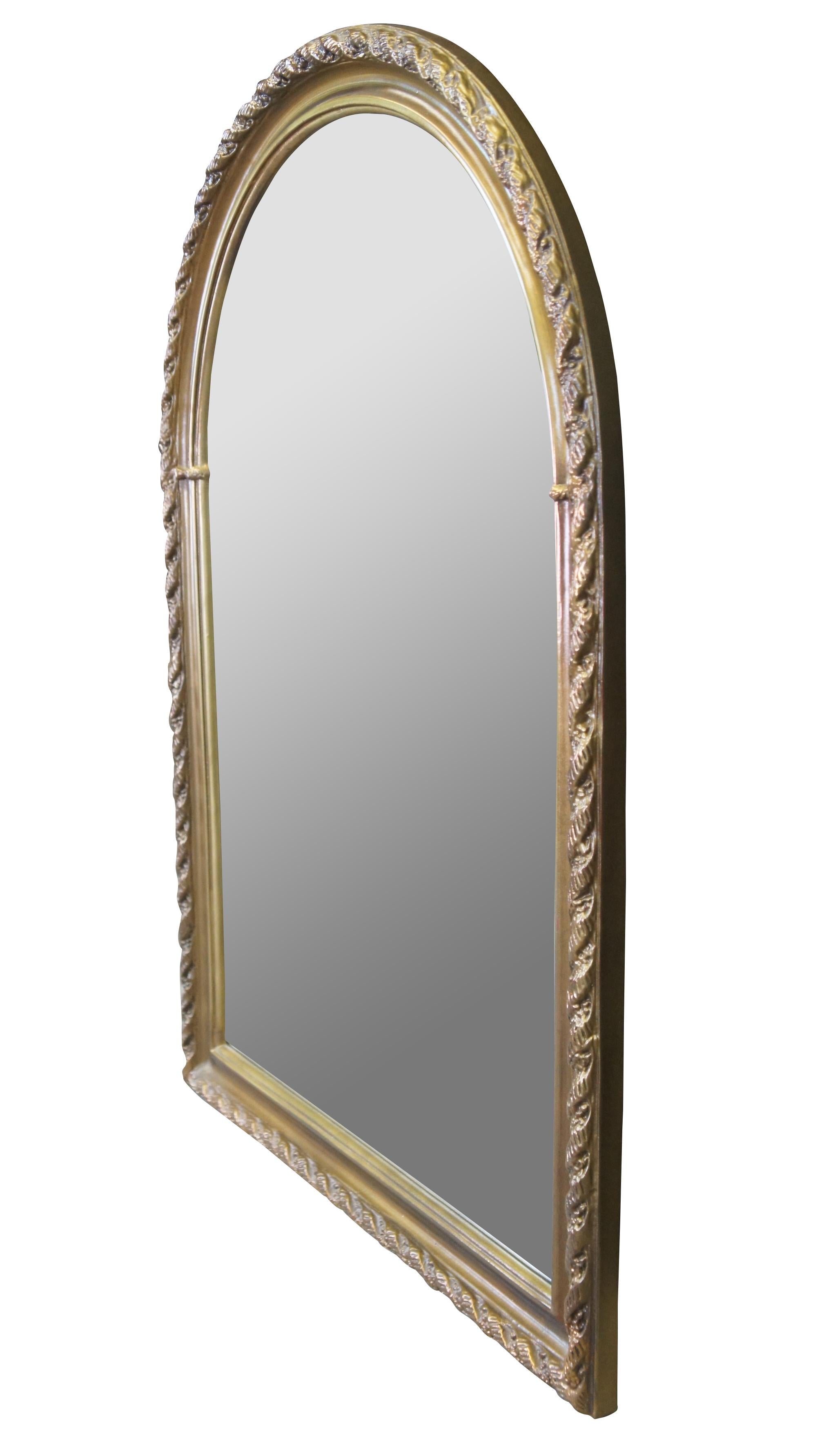 Regency Revival Victorian Revival Regency Gold Arched Ribboned Wall Mirror Beveled Glass Dome