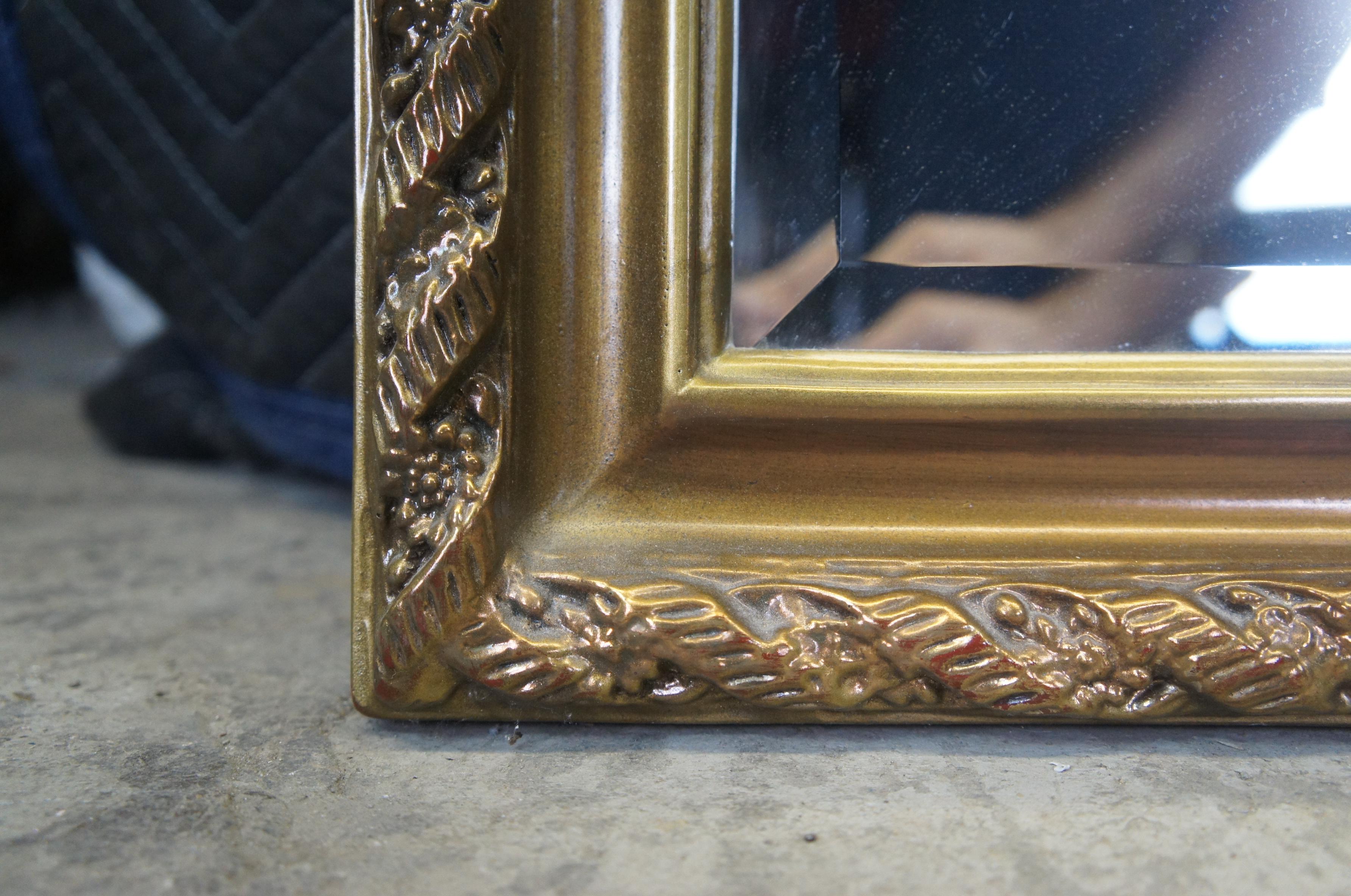 Victorian Revival Regency Gold Arched Ribboned Wall Mirror Beveled Glass Dome 1
