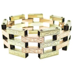 Victorian Revival Rose & Yellow Gold Etched Link Bracelet, 1920s