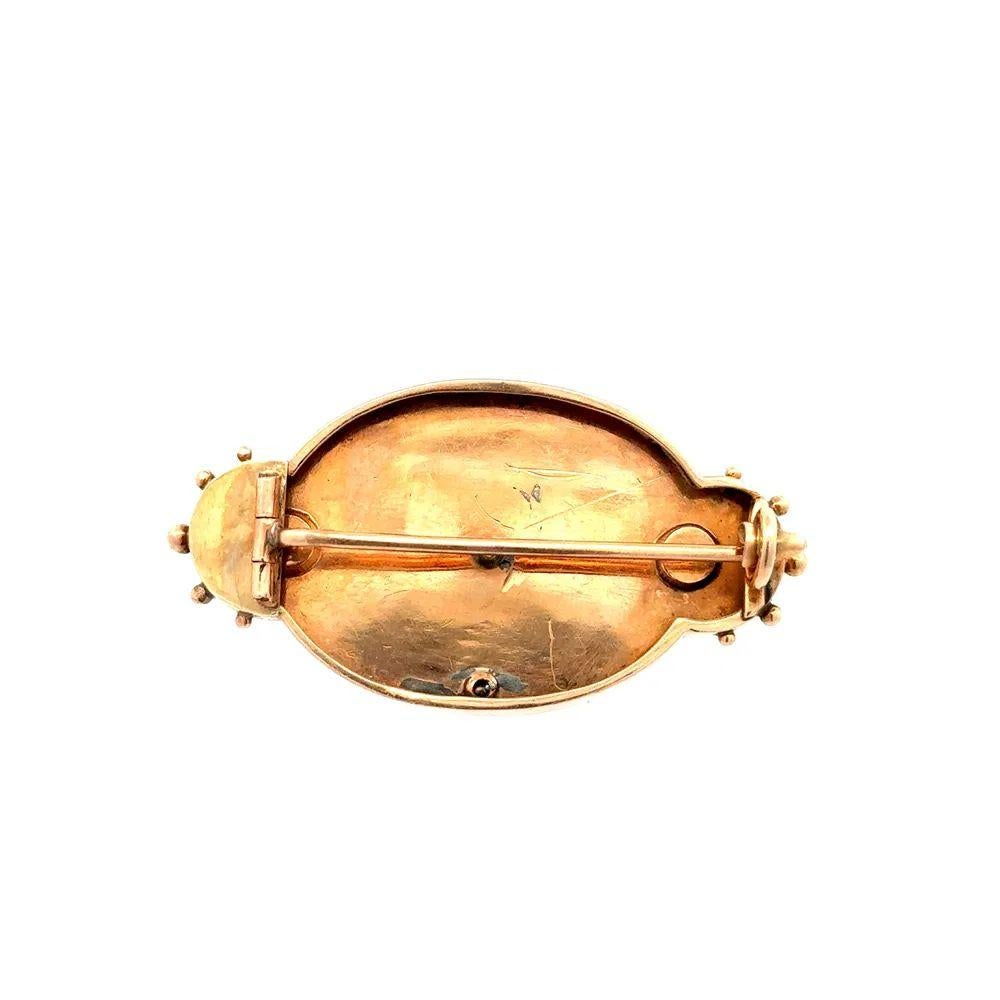 Victorian Revival Seed Pearl and Diamond Antique Gold Brooch In Excellent Condition For Sale In Montreal, QC