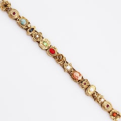 Viktorianisches Revival Slider-Charm-Armband von Goldette, 1960er Jahre