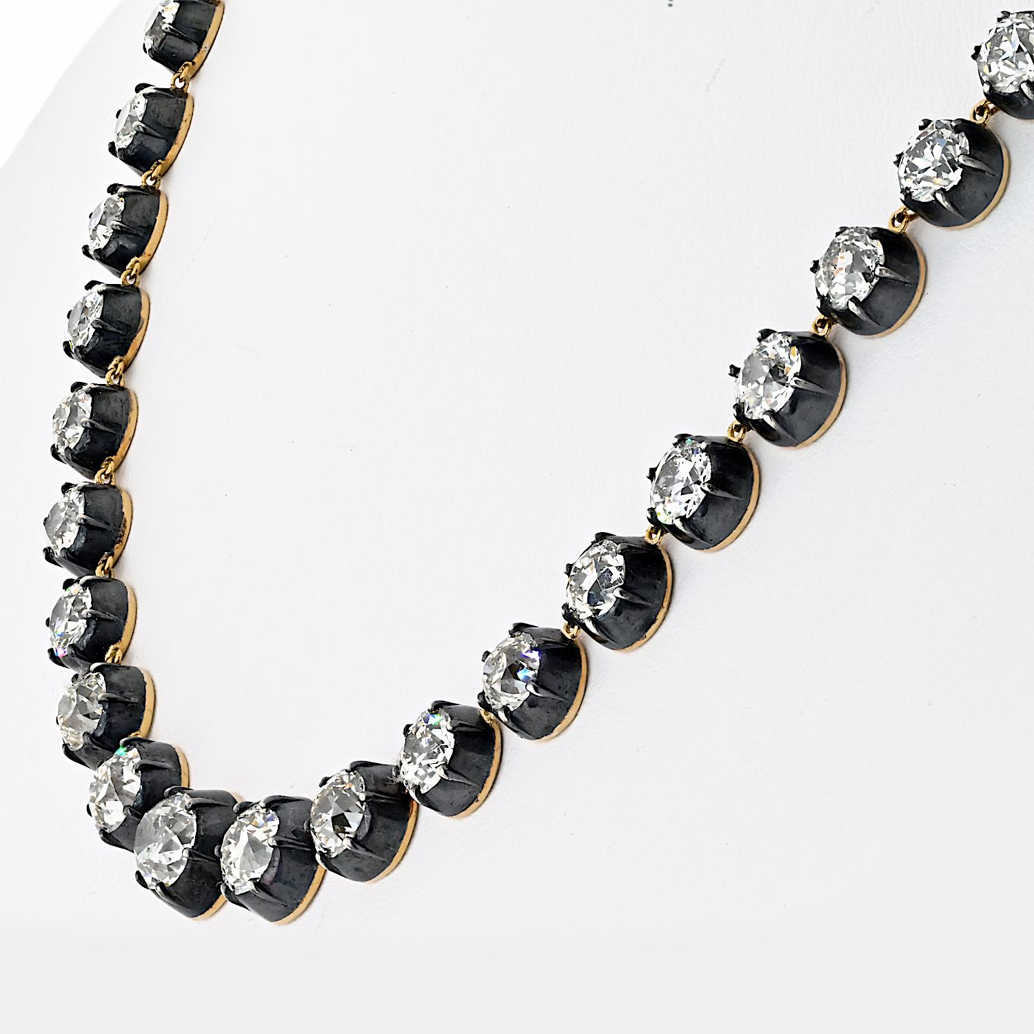 Viktorianische Revival Vintage-Halskette im Vintage-Stil mit 40.01cttw Diamanten im alteuropäischen Schliff im Zustand „Hervorragend“ im Angebot in New York, NY