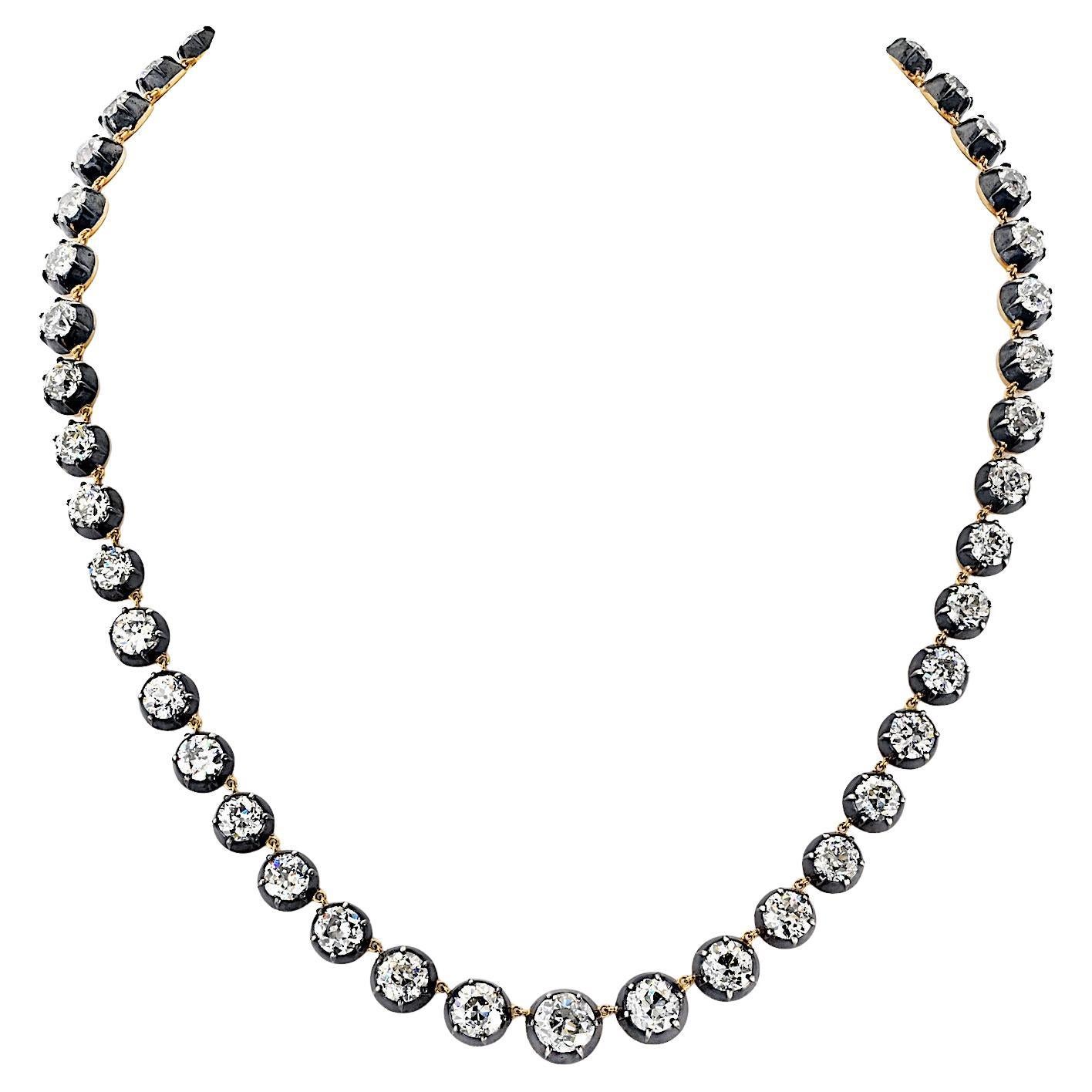 Victorian Revival Vintage Style 40.01cttw Old European Cut Diamond Necklace