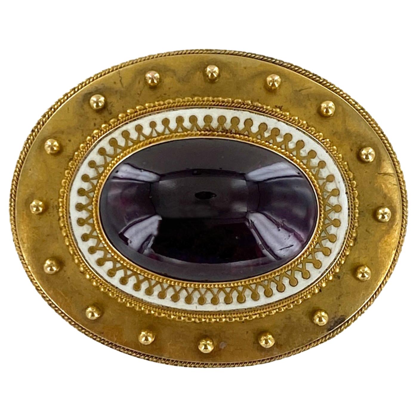 Victorian Era Chinese Red and Blue Enamel Gold Articulated Fish Pin at