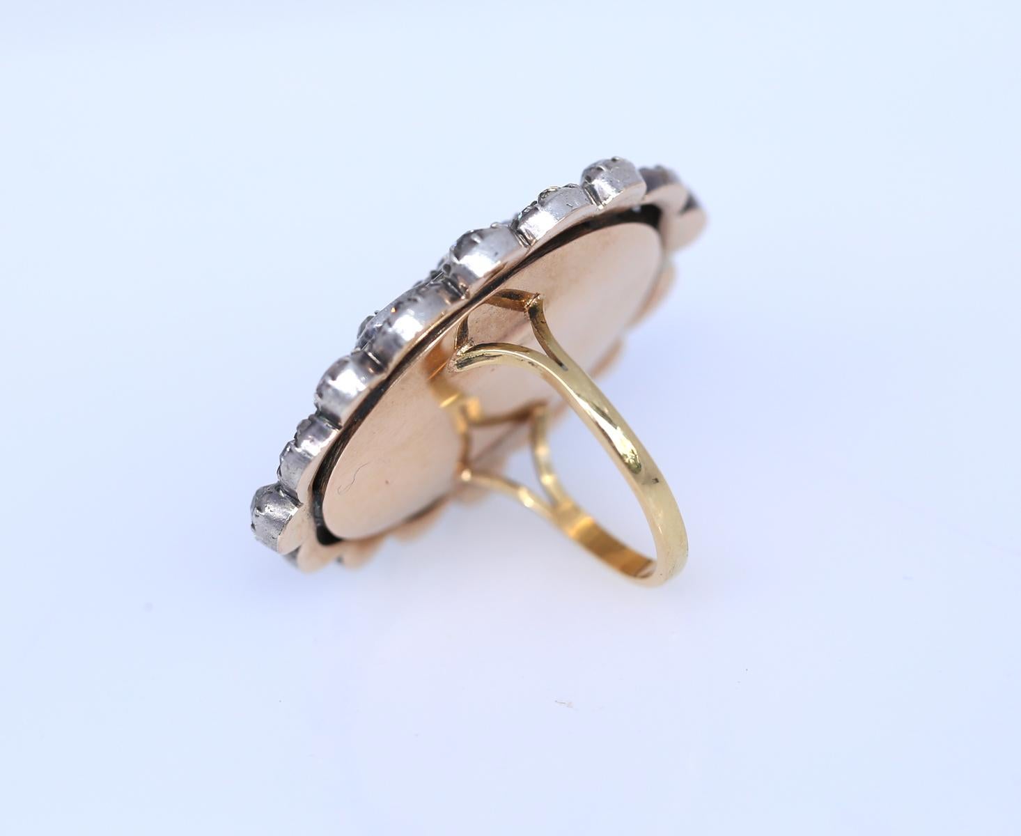 Viktorianischer Ring mit blauen Emaille-Diamanten im Altschliff, 1900 Damen