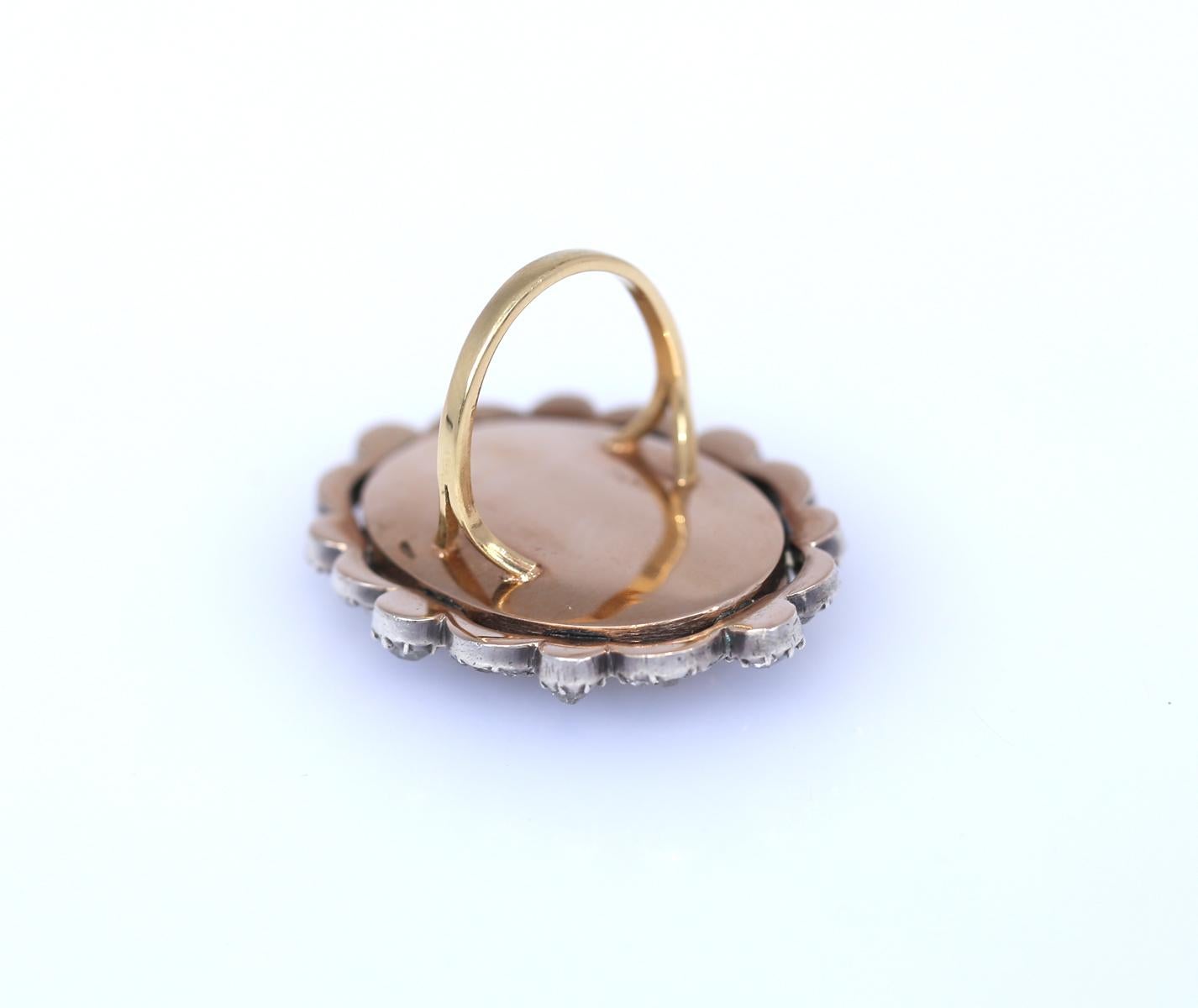 Viktorianischer Ring mit blauen Emaille-Diamanten im Altschliff, 1900 1