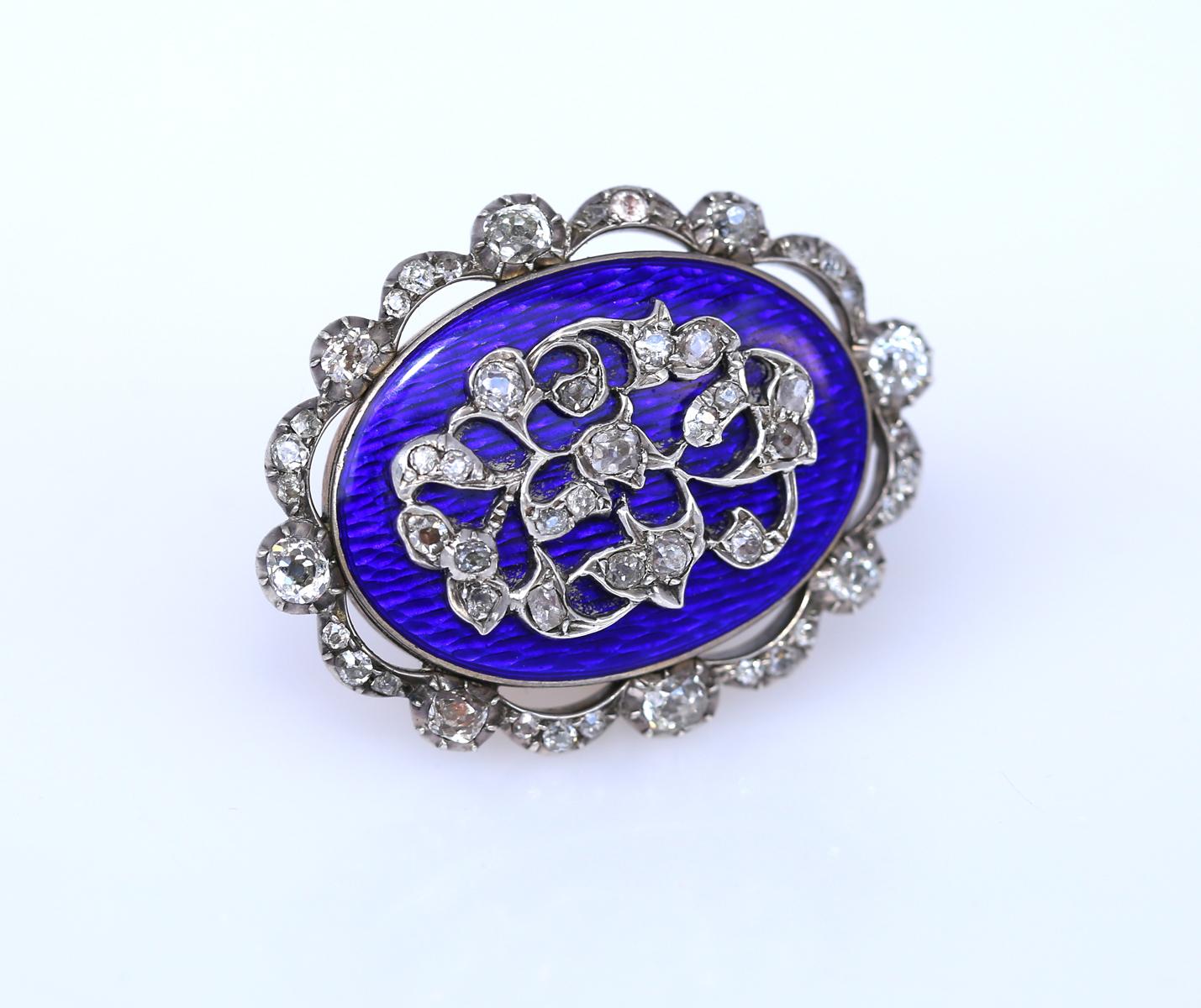 Viktorianischer Ring mit blauen Emaille-Diamanten im Altschliff, 1900 2