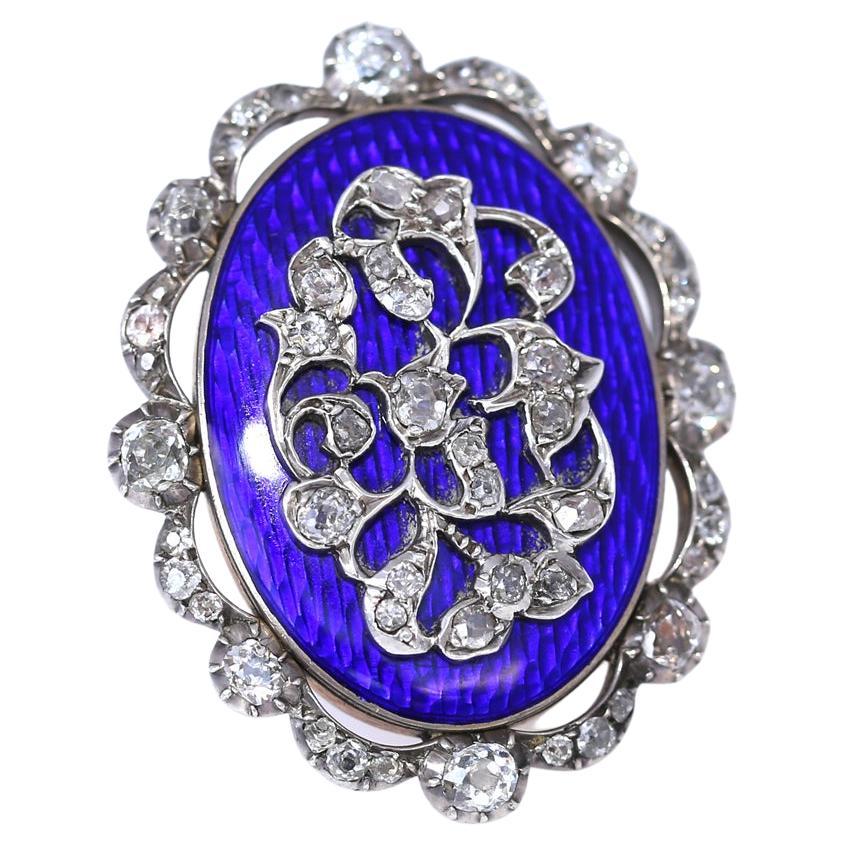 Viktorianischer Ring mit blauen Emaille-Diamanten im Altschliff, 1900