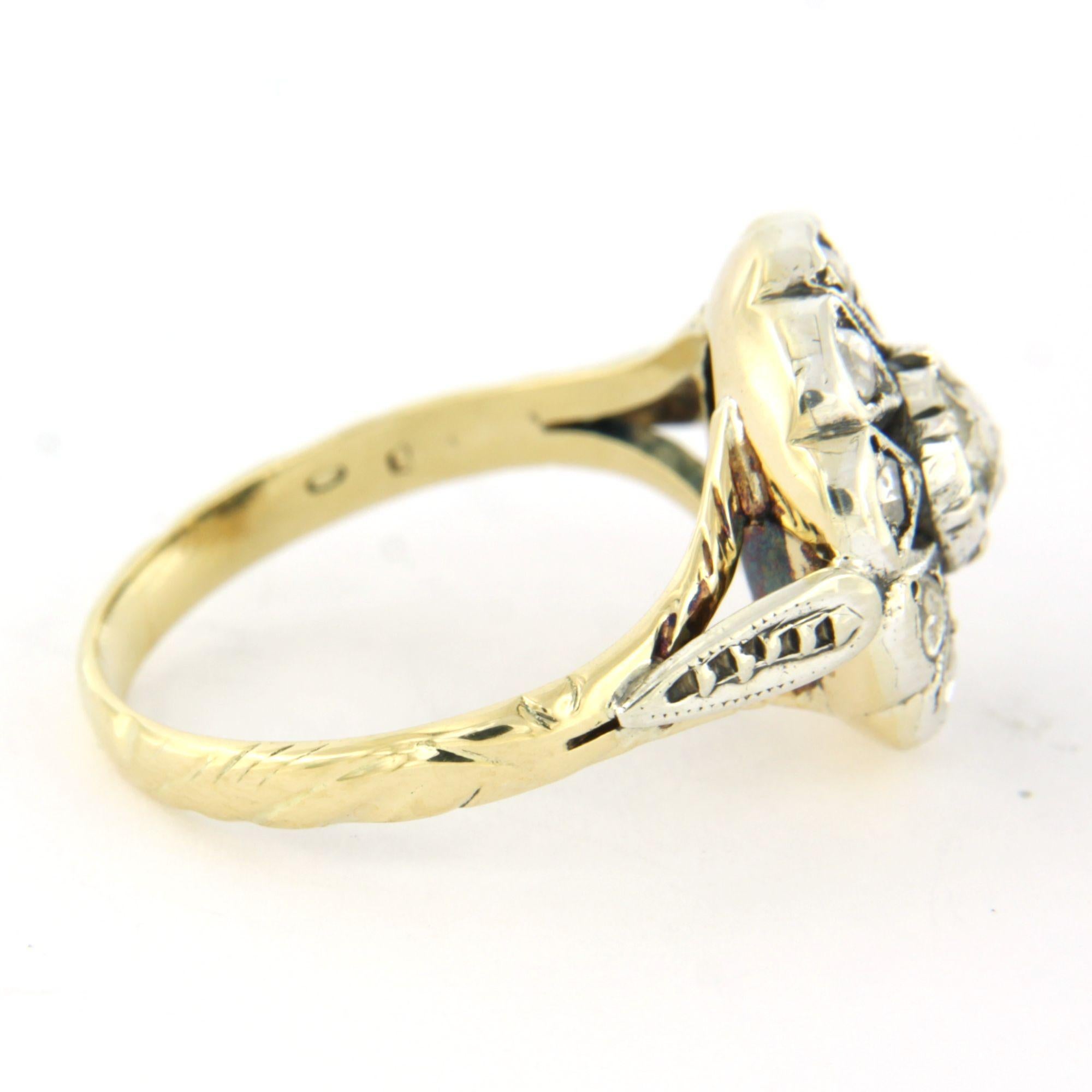 Early Victorian Victorian ring wit rose cut diamonds up to 0.20ct 14k gold and silver For Sale