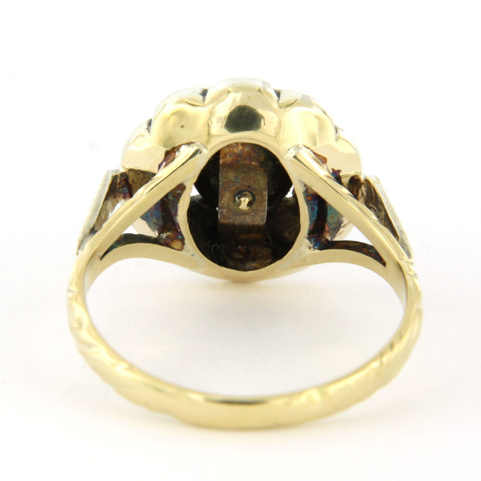 Rose Cut Victorian ring wit rose cut diamonds up to 0.20ct 14k gold and silver For Sale