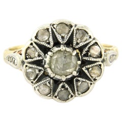 Anello vittoriano con diamanti taglio rosa fino a 0,20 carati in oro e argento 14k