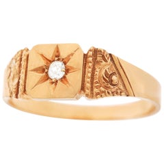 Victorian Ring with Diamond 14 Karat circa 1890s American