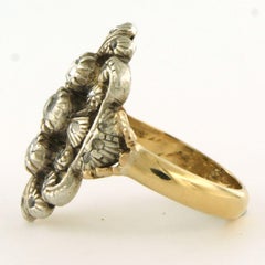 Victorian ring with old mine and rose cut diamonds up to 0.50ct 14k gold, silver