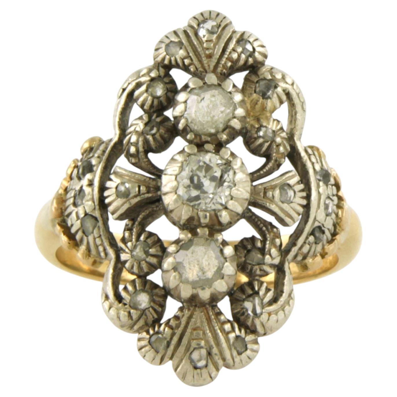 Bague victorienne avec diamants de taille ancienne et de taille rose jusqu'à 0,50 ct Or 14k, argent en vente