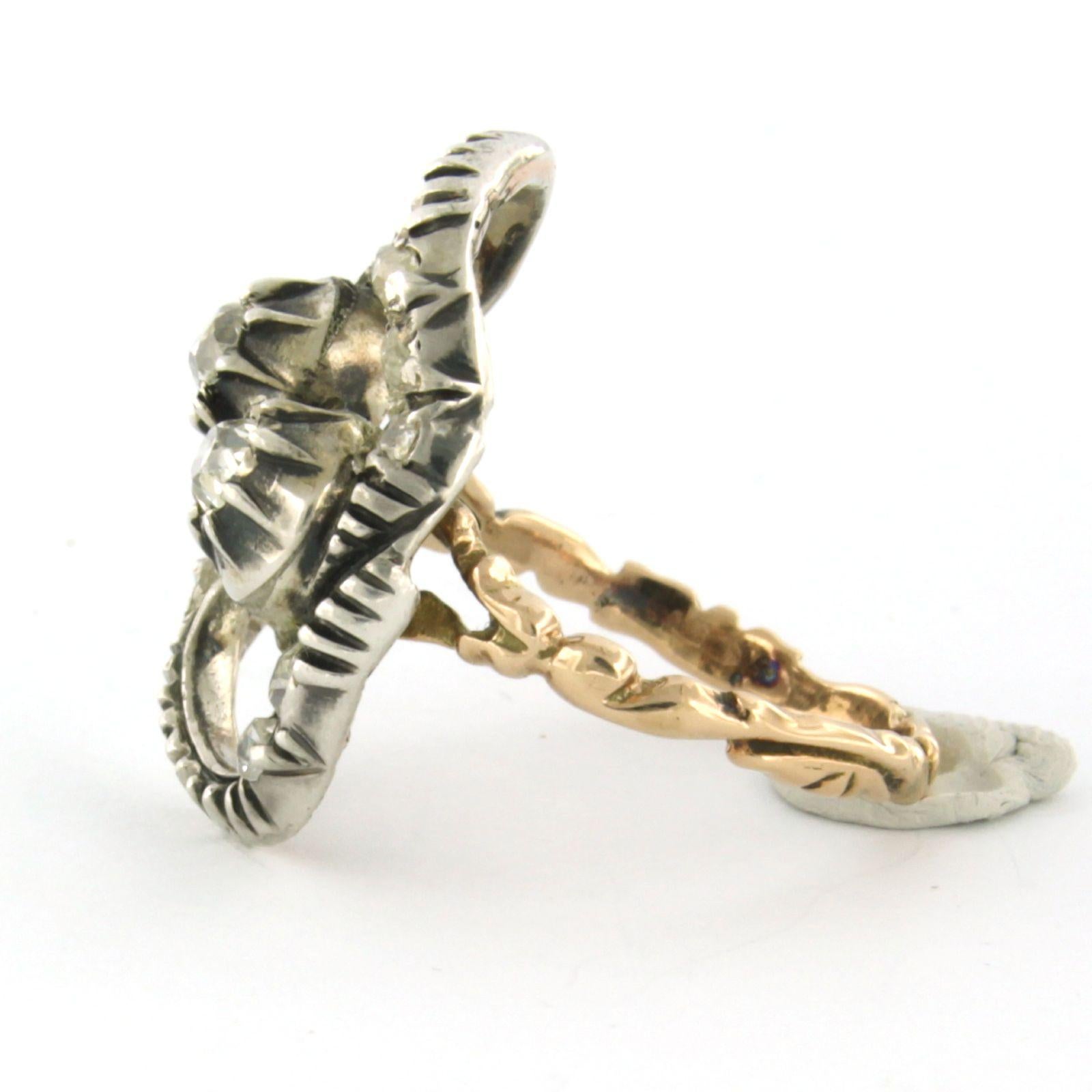 Early Victorian Victorian ring with old mine cut diamonds up to 0.70ct 14k gold and silver For Sale