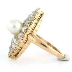 Victorian ring with pearl and old mine cut diamonds up to 2.00ct 18k gold