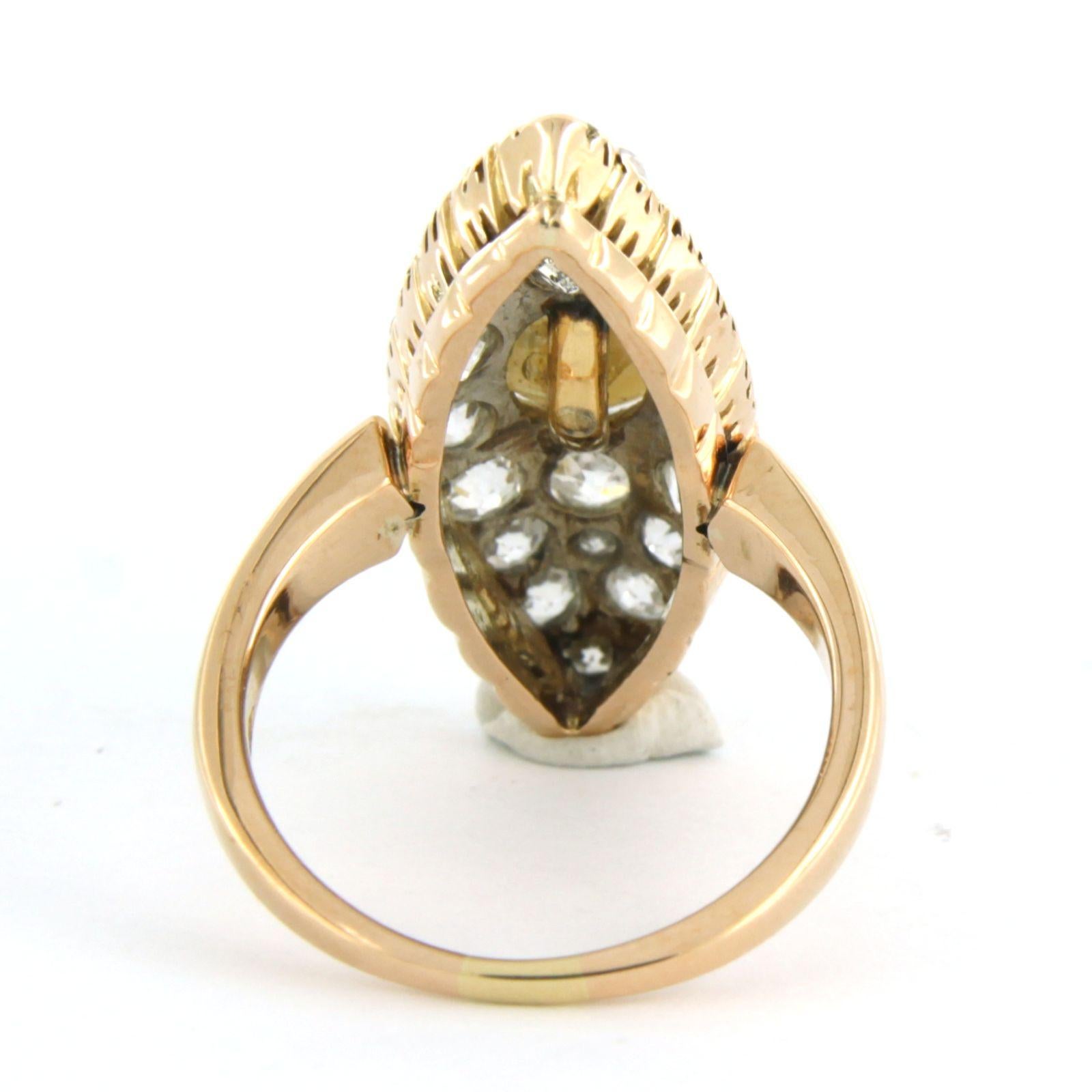 Old Mine Cut Victorian ring with pearl and old mine cut diamonds up to 2.00ct 18k gold For Sale