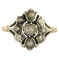 Bague victorienne avec diamant taillé en rose sup to 0.20ct 14k or et silver