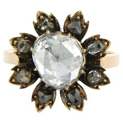 Victorian ring with rose cut diamond up to 1.10ct with IGI jewel report 14k gold