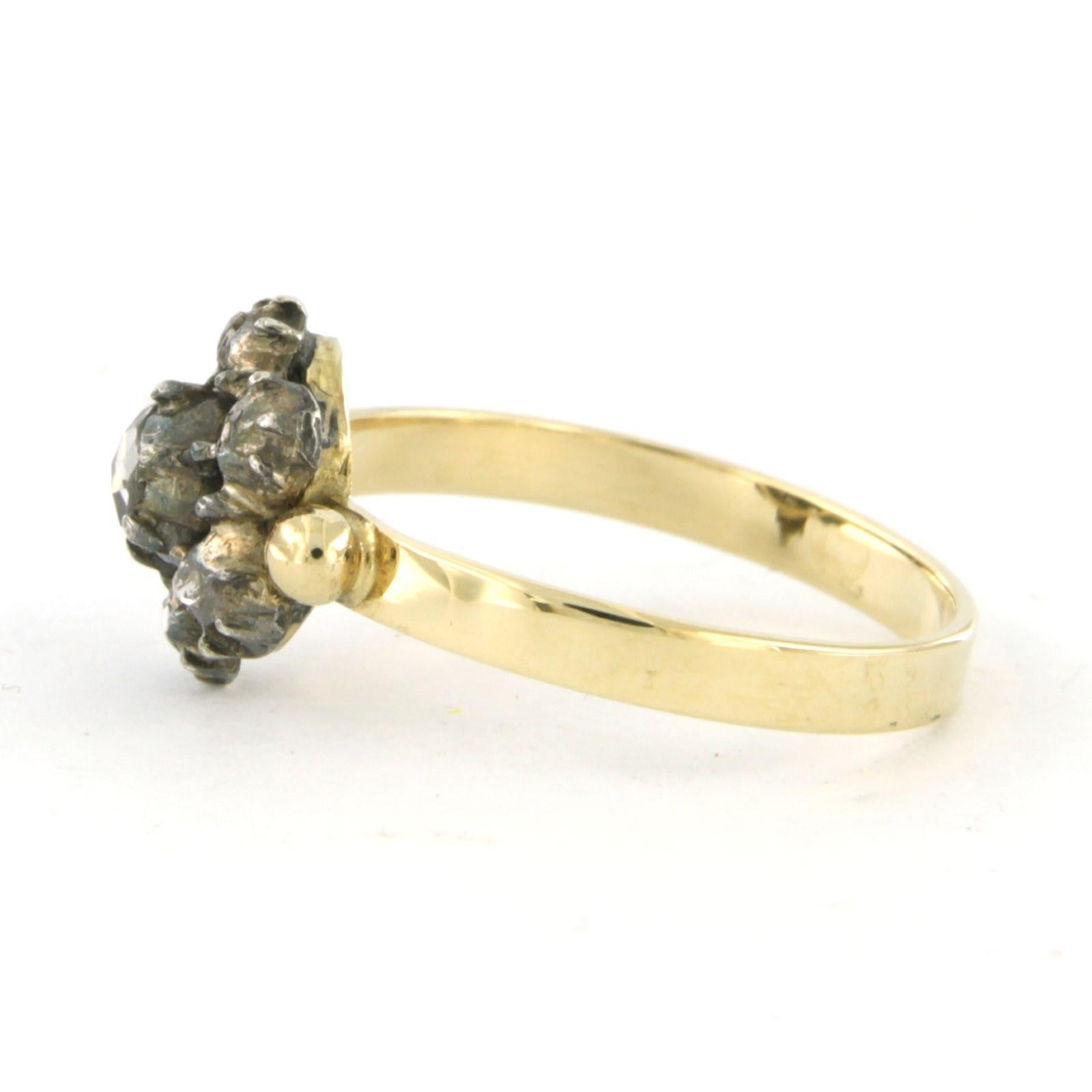 Taille rose Bague victorienne avec diamants taille rose jusqu'à 0,10 carat or et argent 14 carats en vente