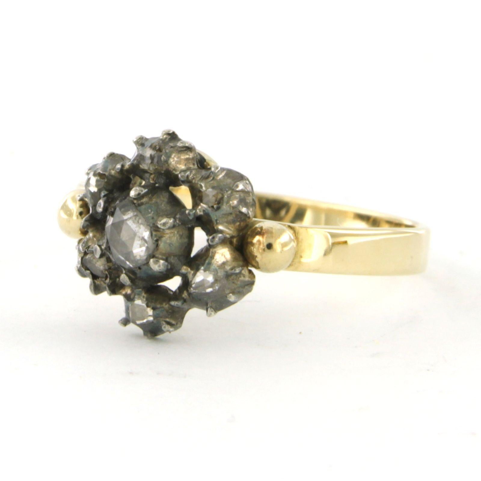 Bague victorienne avec diamants taille rose jusqu'à 0,10 carat or et argent 14 carats Pour femmes en vente
