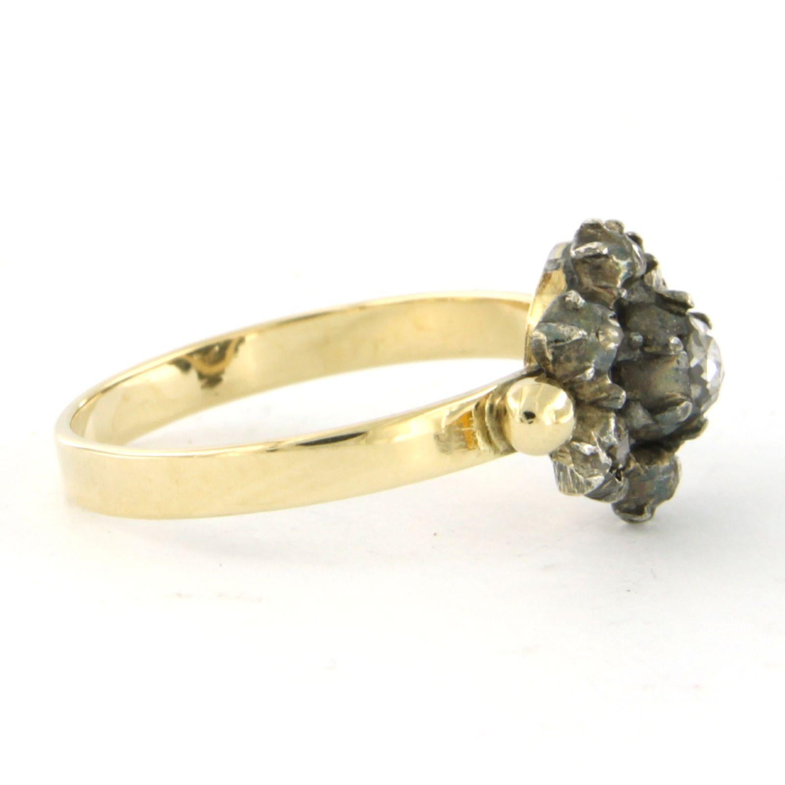 Bague victorienne avec diamants taille rose jusqu'à 0,10 carat or et argent 14 carats en vente 1
