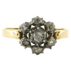 Bague victorienne avec diamants taille rose jusqu'à 0,10 carat or et argent 14 carats