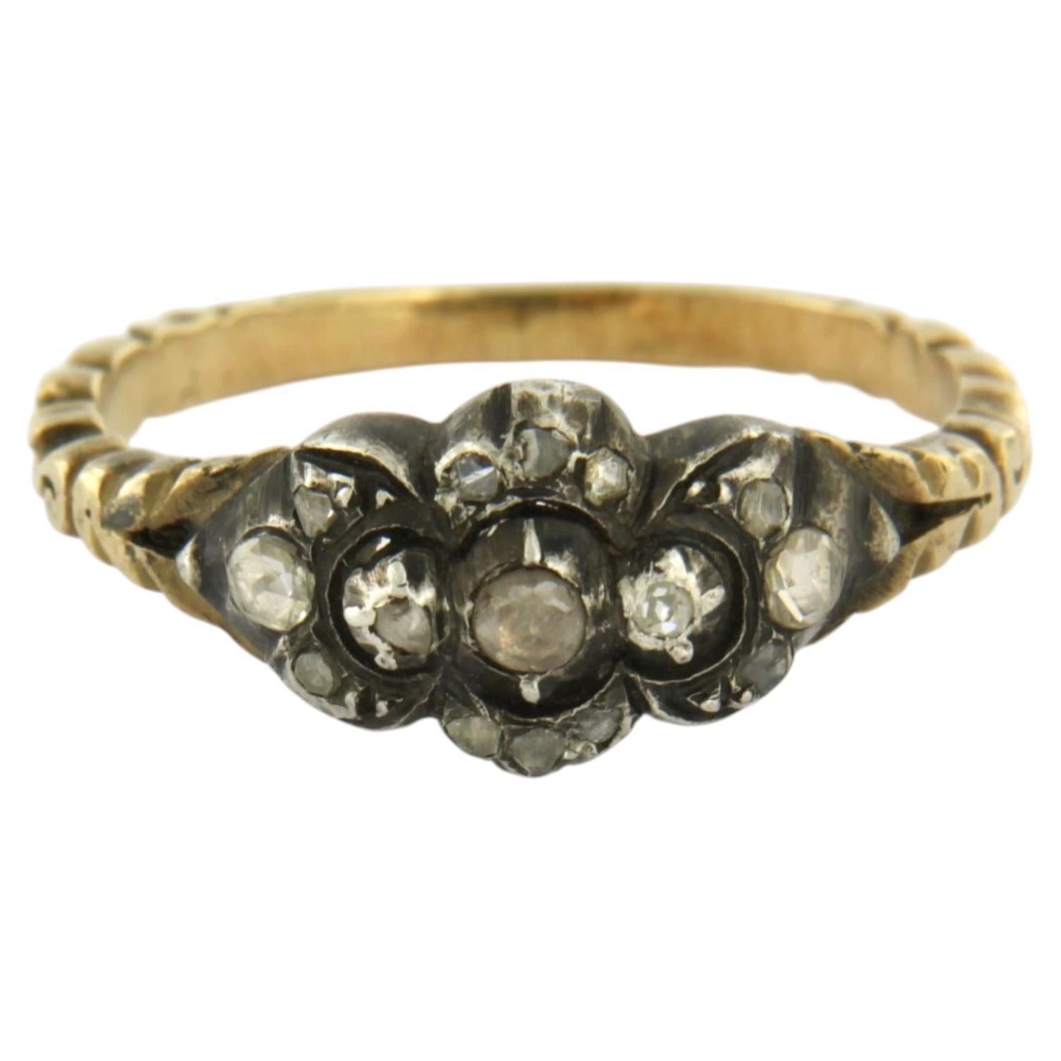 VICTORIAN ring with rose cut diamonds up to 0.10ct 14k gold and silver